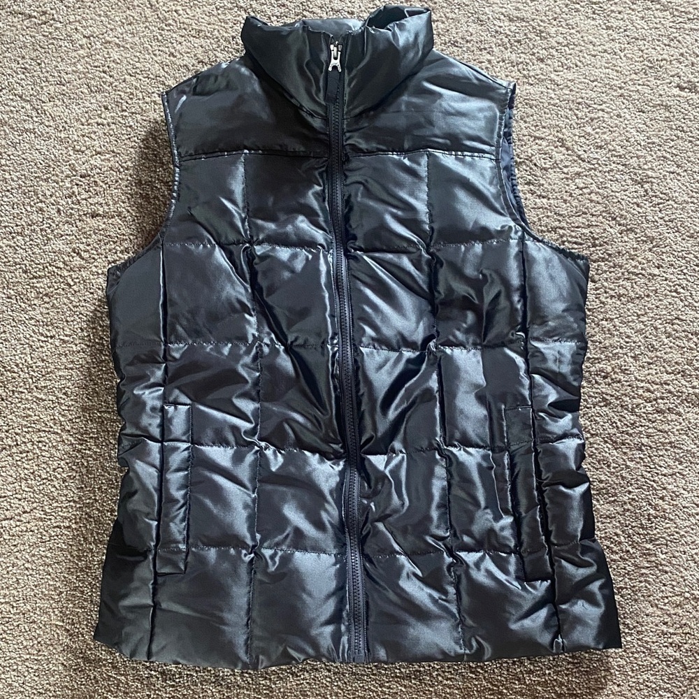 LANDS' END PS (6-8) Slate Shimmer 600 Fill Power Down Feather Vest SMALL 6-8